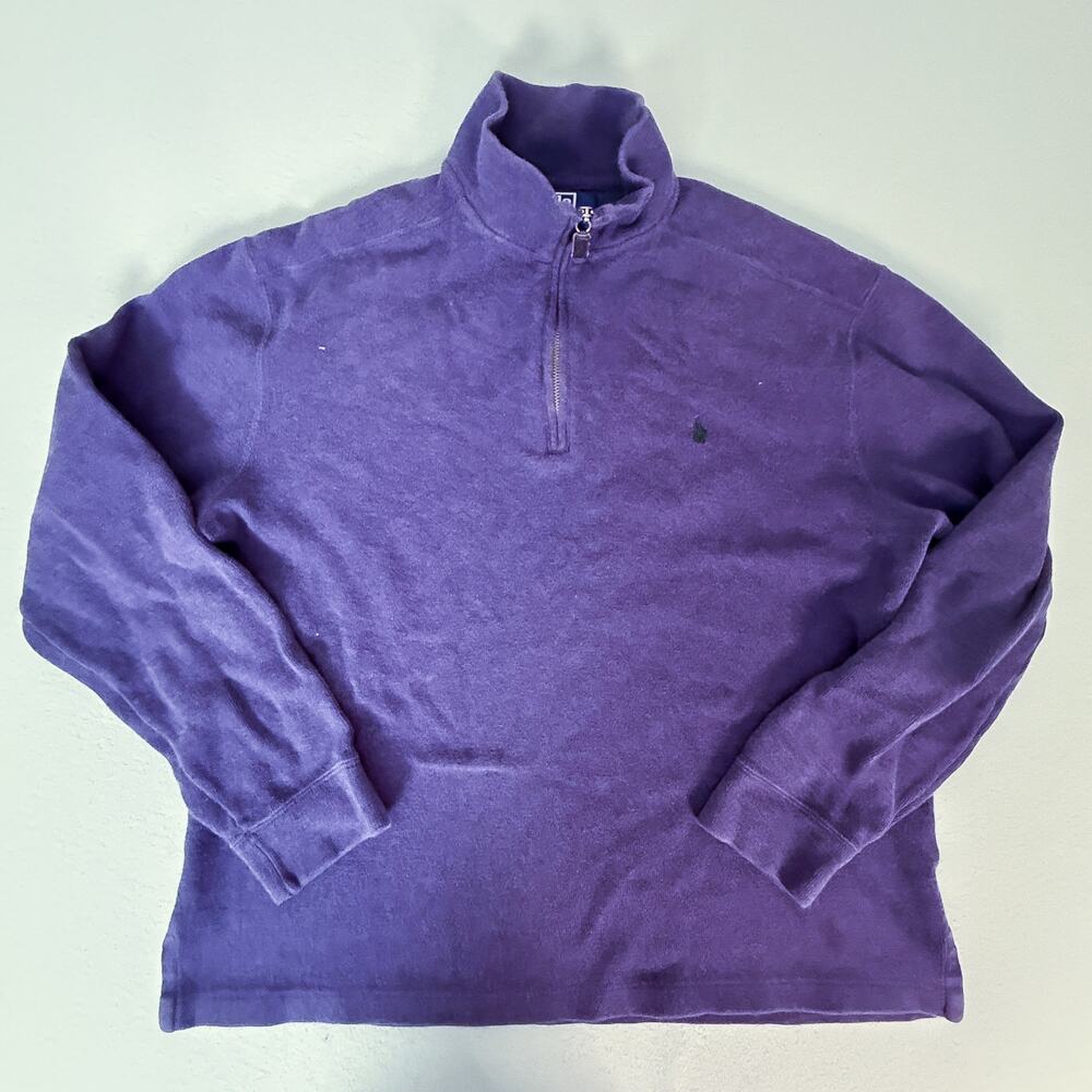 Polo by Ralph Lauren Purple 1/4 Zip Pullover Sweatshirt Sweater Mens L